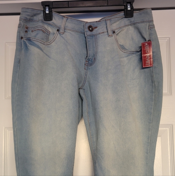 Red Rivet Cuff Jeans - Picture 1 of 6